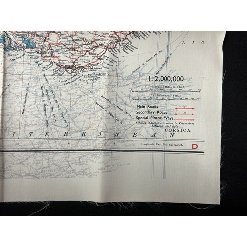 9149 - WW2 British RAF Silk Escape Map of France double sided code letter C/D.