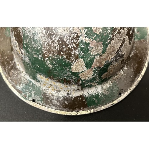 9150 - WW2 British ARP Wardens Steel Helmet with remains of original black painted finish and white 