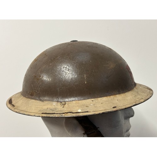 9153 - WW2 British Home Front Fire Service Helmet. Original paint. Complete with web chinstrap. Liner maker... 