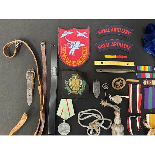 9164 - Mixed Militaria including original WW2 British & German medal ribbons, pair of WW2 printed Royal Art... 