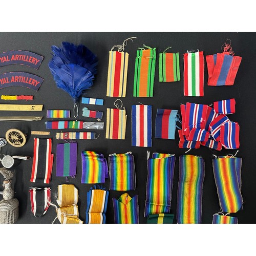 9164 - Mixed Militaria including original WW2 British & German medal ribbons, pair of WW2 printed Royal Art... 