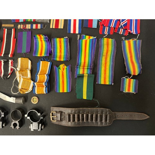 9164 - Mixed Militaria including original WW2 British & German medal ribbons, pair of WW2 printed Royal Art... 