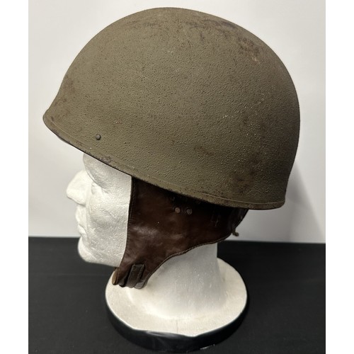 9172 - WW2 British Despatch Riders Steel Helmet. Complete with original paint, liner and chinstrap. Liner b... 