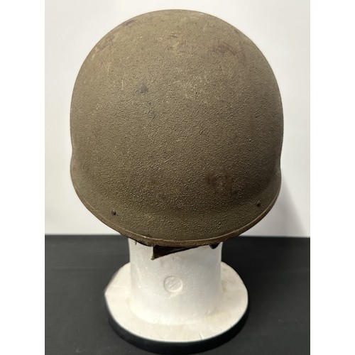 9172 - WW2 British Despatch Riders Steel Helmet. Complete with original paint, liner and chinstrap. Liner b... 