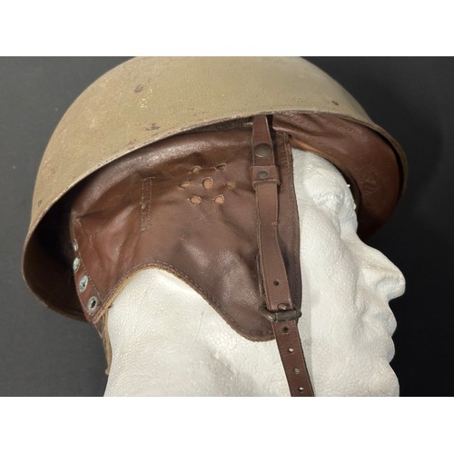 9172 - WW2 British Despatch Riders Steel Helmet. Complete with original paint, liner and chinstrap. Liner b... 