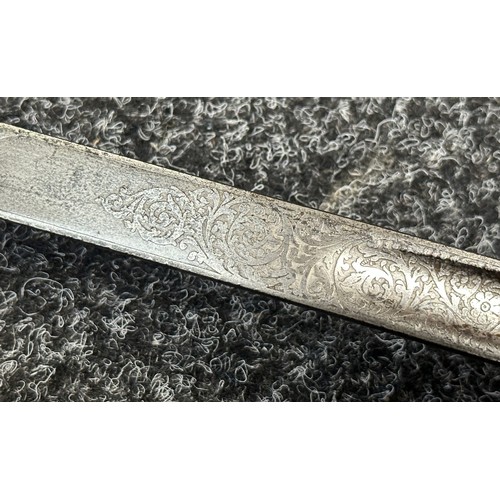 9174 - WW2 British officers 1897 Pattern Sword with fullered single edged blade with GRVI and 