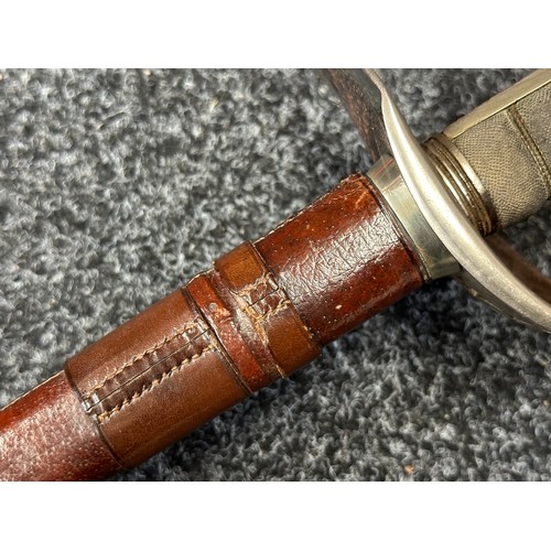 9174 - WW2 British officers 1897 Pattern Sword with fullered single edged blade with GRVI and 