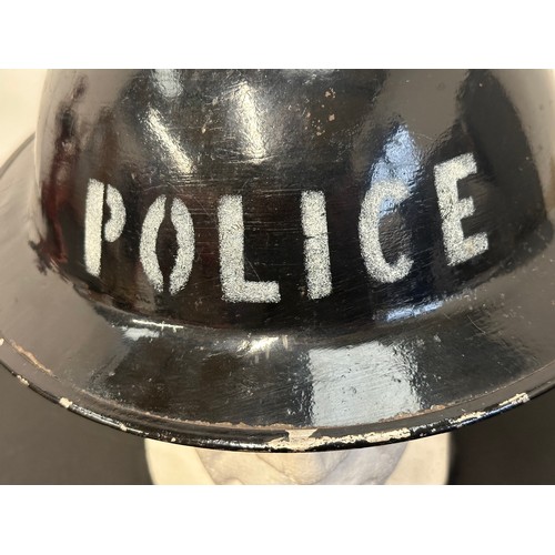 9176 - WW2 British Home Front Police Steel Helmet. Complete with 6 3/4 size liner which is maker marked and... 