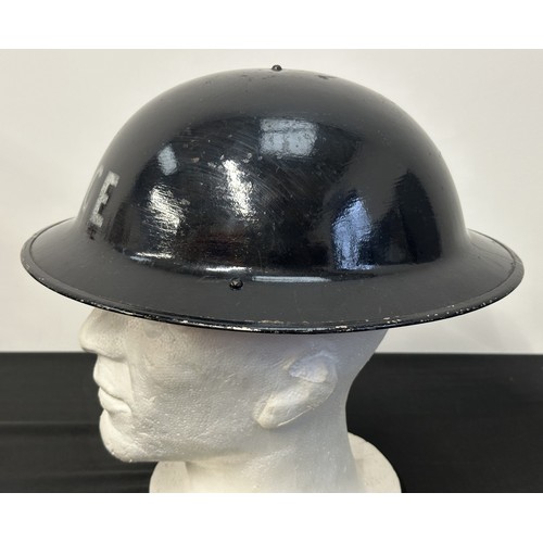 9176 - WW2 British Home Front Police Steel Helmet. Complete with 6 3/4 size liner which is maker marked and... 