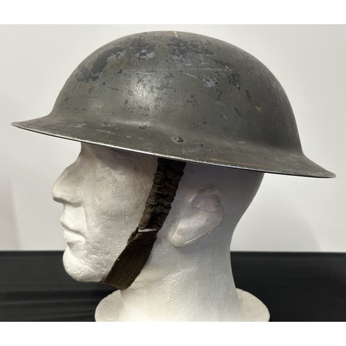 9177 - WW2 British Home Front National Fire Service Steel Helmet. NFS Decal to front along with rare factor... 