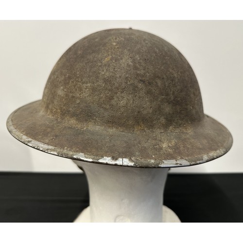 9178 - WW2 British MKII Steel Helmet. Unknown insignia painted to the front. Initials painted inside the ri... 