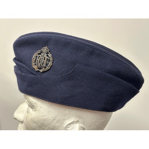 9181 - WW2 RAAF Field Service cap in dark blue wool complete with bronze RAAF cap badge. Maker marked and d... 