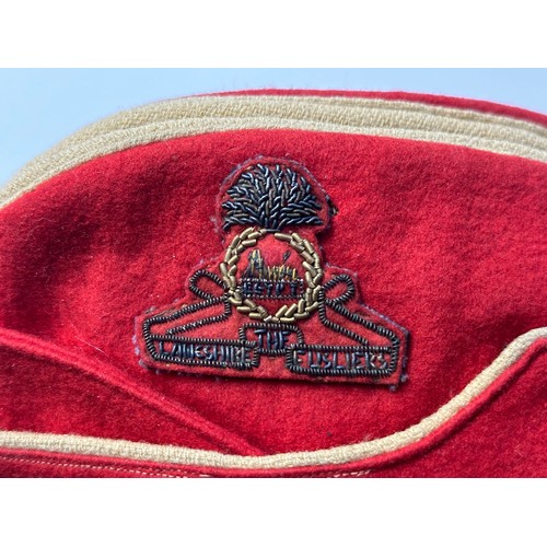 9183 - WW2 British Lancashire Fusiliers Coloured Field Service Cap with embroidered wire bullion cap badge.... 