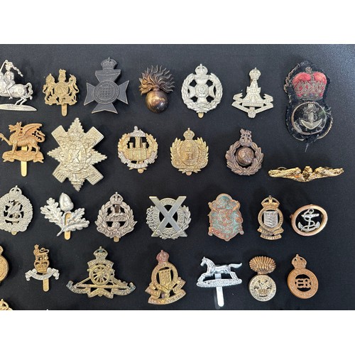 9191 - WW2 British Cap Badge collection comprising of over 60 badges and collar dogs.