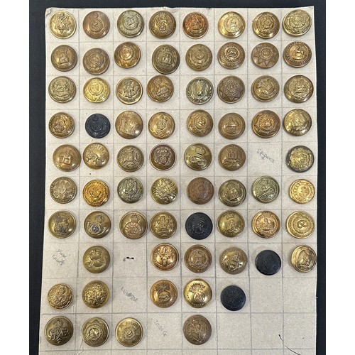 9192 - WW2 British Button Collection comprising of a card of buttons approx. 70 different Regimental patter... 