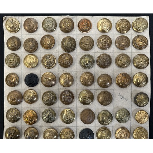 9192 - WW2 British Button Collection comprising of a card of buttons approx. 70 different Regimental patter... 