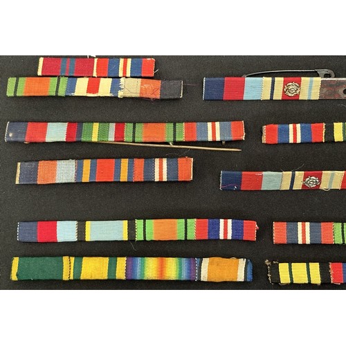 9194 - WW2 British Ribbon Bar Collection comprising of WW2 and some WW1 bars plus one US bar. Most are unif... 