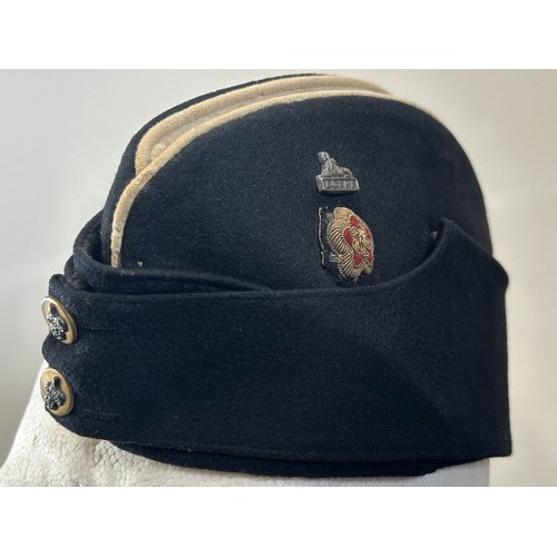 9203 - WW2 British East Lancs Regiment Officers Coloured Field Service Cap. Silver mounted buttons to front... 