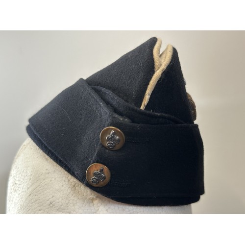 9203 - WW2 British East Lancs Regiment Officers Coloured Field Service Cap. Silver mounted buttons to front... 