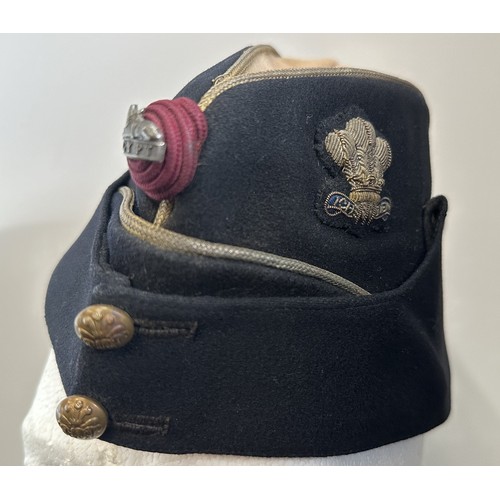 9204 - WW2 British Prince of Wales Regt Coloured Field Service Cap. Wire Bullion Prince of Wales Feathers C... 