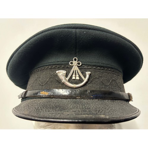 9210 - WW2 British Oxs & Bucks Light Infantry Officers Dress Uniform Cap with Hallmarked Silver cap badge, ... 