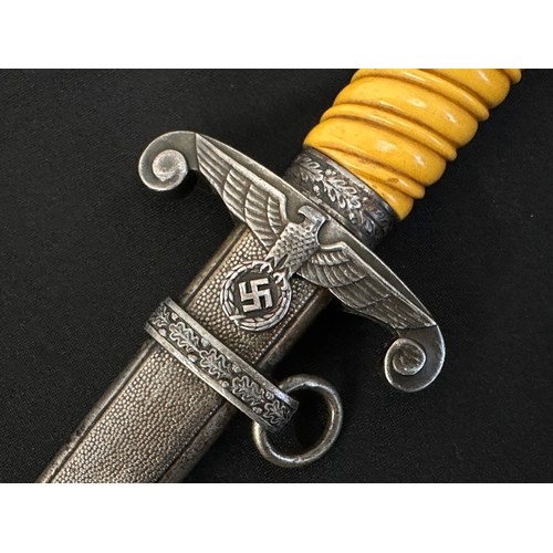 9227 - WW2 Third Reich Heer Officers Dienstdolch dagger with double edged blade 255mm in length. Maker mark... 