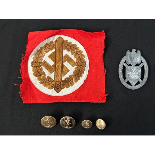 9229 - WW2 Third Reich SA Wehrkampf Armband in cut down, relic conditon and a 2nd Pattern Heer Schutzenschn... 