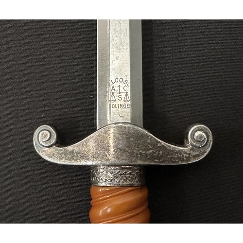 9233 - WW2 Third Reich Heer Offizierdolch Army officers dagger with double edged blade 257mm in length, mak... 