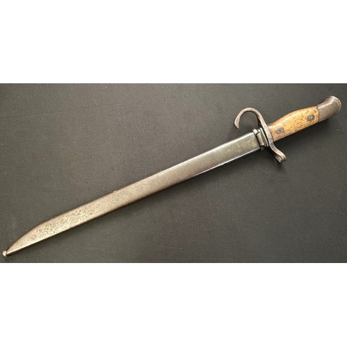 9236 - WW2 Imperial Japanese Army Arisaka Bayonet with single edged fullered blade 390mm in length, maker m... 