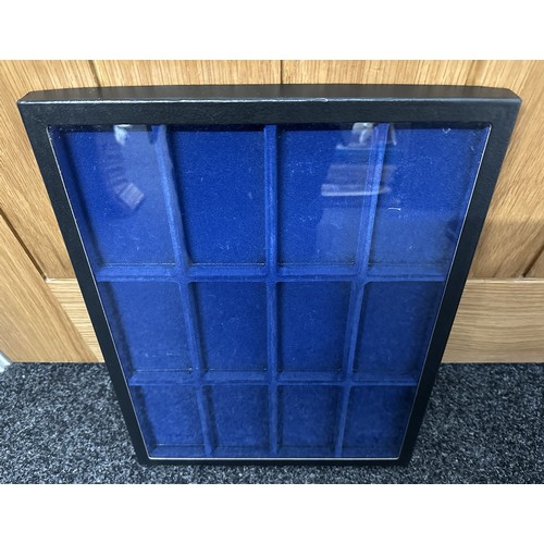 9279 - Six Riker Mount Medal Display Cases. Five with separate compartments for 12 medals. One with compart... 