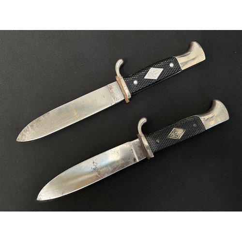 9284 - Pair of Post War HJ Style Boy Scout Knifes. One is maker marked 