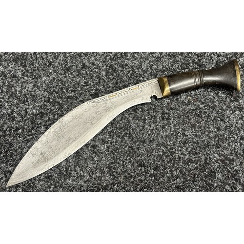 9286 - Pair of Gurhka Kukri Knives: One with a single edged blade 245mm in length engraved with a Dragon. O... 