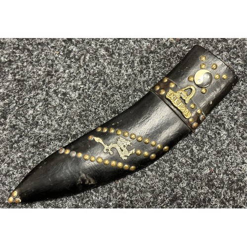 9286 - Pair of Gurhka Kukri Knives: One with a single edged blade 245mm in length engraved with a Dragon. O... 