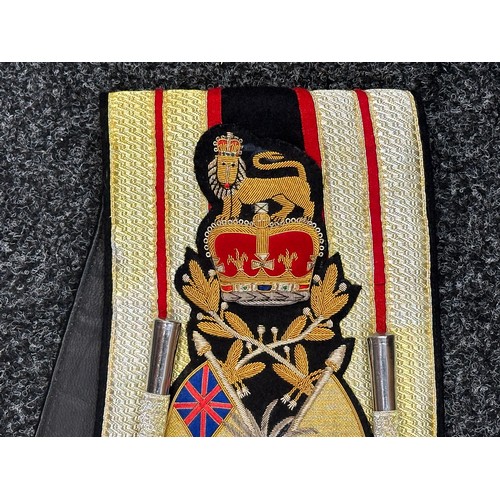 ERII Welsh Guards Drum Majors Bullion Wire Hand Embroidered Sash. Last