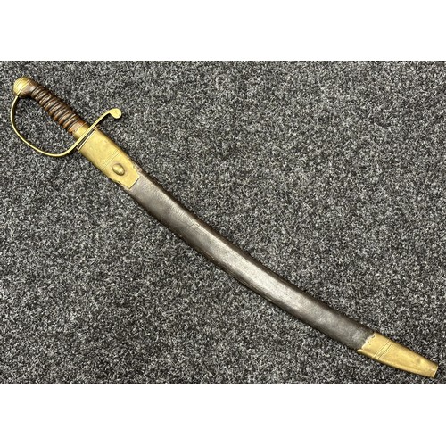 9320 - Victorian Police Officer Hanger with curved fullered blade 590mm in length. No makers mark. Brass gu... 