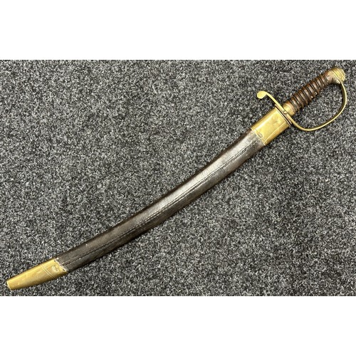 9320 - Victorian Police Officer Hanger with curved fullered blade 590mm in length. No makers mark. Brass gu... 