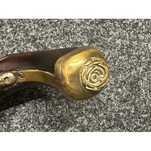 9324 - Flintlock Pistol with 260mm long barrel. Bore approx. 15mm. No makers mark. Action a/f. Overall leng... 