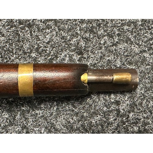 9324 - Flintlock Pistol with 260mm long barrel. Bore approx. 15mm. No makers mark. Action a/f. Overall leng... 