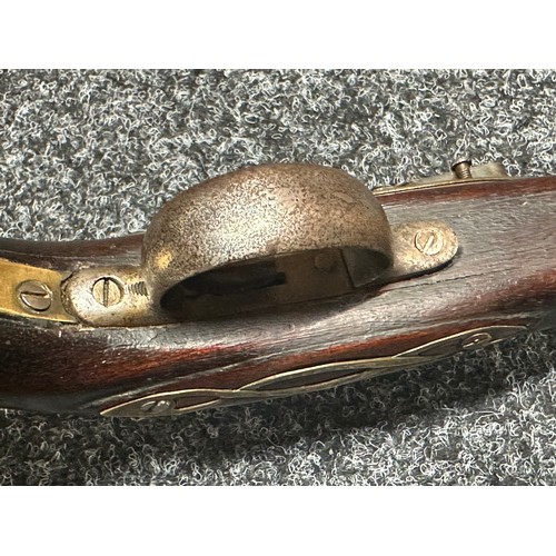 9324 - Flintlock Pistol with 260mm long barrel. Bore approx. 15mm. No makers mark. Action a/f. Overall leng... 