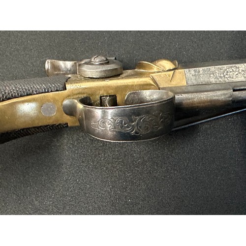 9327 - English Percussion Cap Belt Pistol with octagonal barrel 115mm in length. Bore approx. 13mm. Barrel ... 