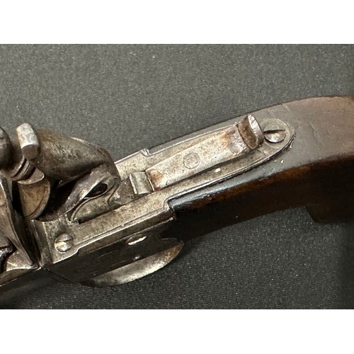 9328 - English Flintlock Pistol Pistol with 70mm long barrel, bore approx. 10mm. Barrel will unscrew. Lock ... 