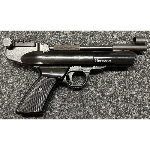 9333 - Webley & Scott Hurricane .22 cal Air Pistol. No serial number. Barrel length 200mm. Overall length 2... 