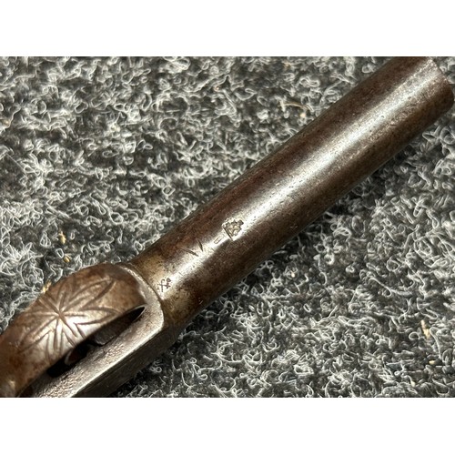 9337 - British Percussion Cap Pocket Pistol with 70mm long barrel with British proof marks, bore approx. 10... 