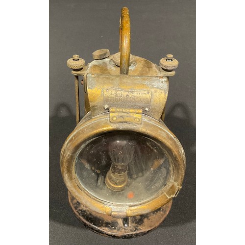 353 - Automobiliia - a brass vintage car lamp, King of the Road, by Joseph Lucas Ltd, Birmingham, number 6... 