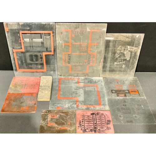 354 - Advertising - a collection of rectangular shaped photographic glass plates, probably for print proof... 