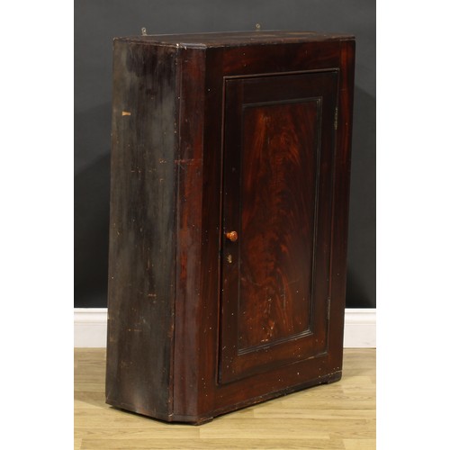 458 - A 19th century mahogany and pine wall-hanging provision cupboard, 98cm high, 71.5cm wide, 28.5cm dee... 