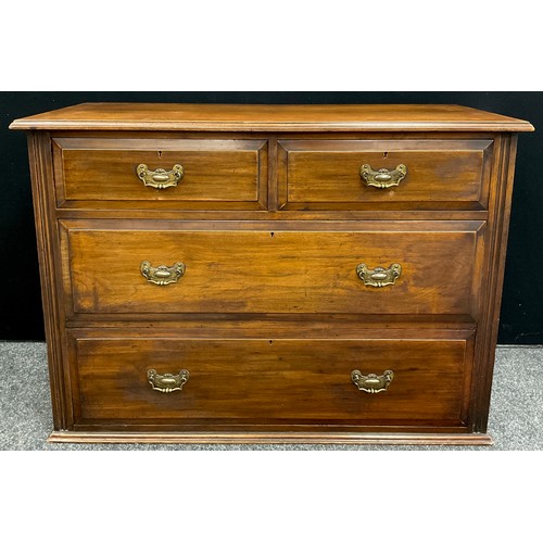 86 - A mahogany chest of two short over two long drawers, (originally the top section from a chest on che... 