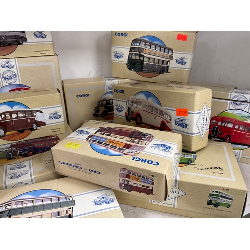 129 - Diecast Vehicles - Commercial from Corgi including; Bedford OB Meredith, Guy Arab Birmingham, Leylan... 