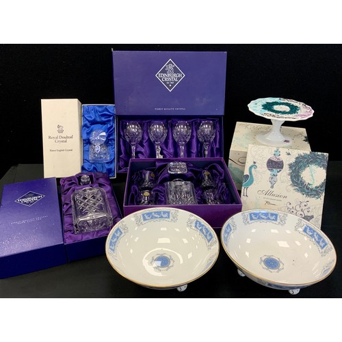 134 - A Edinburgh crystal stopper decanter,  set of four wine glasses, RCR Whisky decanter and glasses etc... 