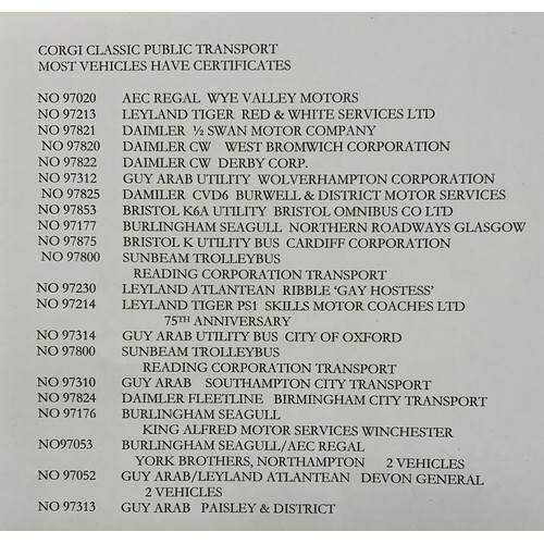 163 - Corgi Classic Public transport model cars including; AEC Regal Wye valley motors, Leyland Tiger red ... 